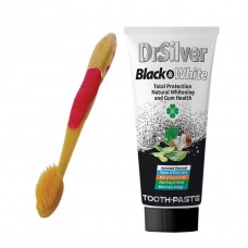 Паста за зъби Dr. Silver Black&White - 75 мл + Четка за зъби Nano Gold
