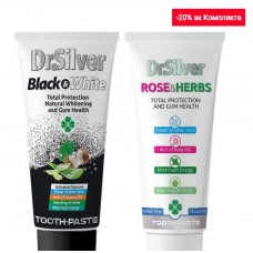 Паста за зъби Dr.Silver ROSE and HERBS + Паста за зъби Dr.Silver Black&White